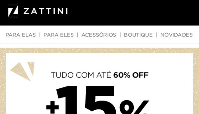 Exemplo de email marketing Zattini